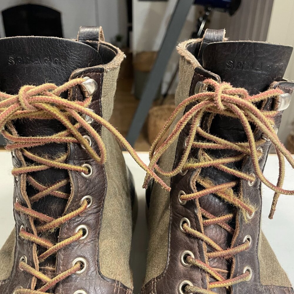 Sebago Filson Hunter Brown Wool & Leather Boots Sperry Pendleton Barbour Mens 12 - Picture 4 of 4
